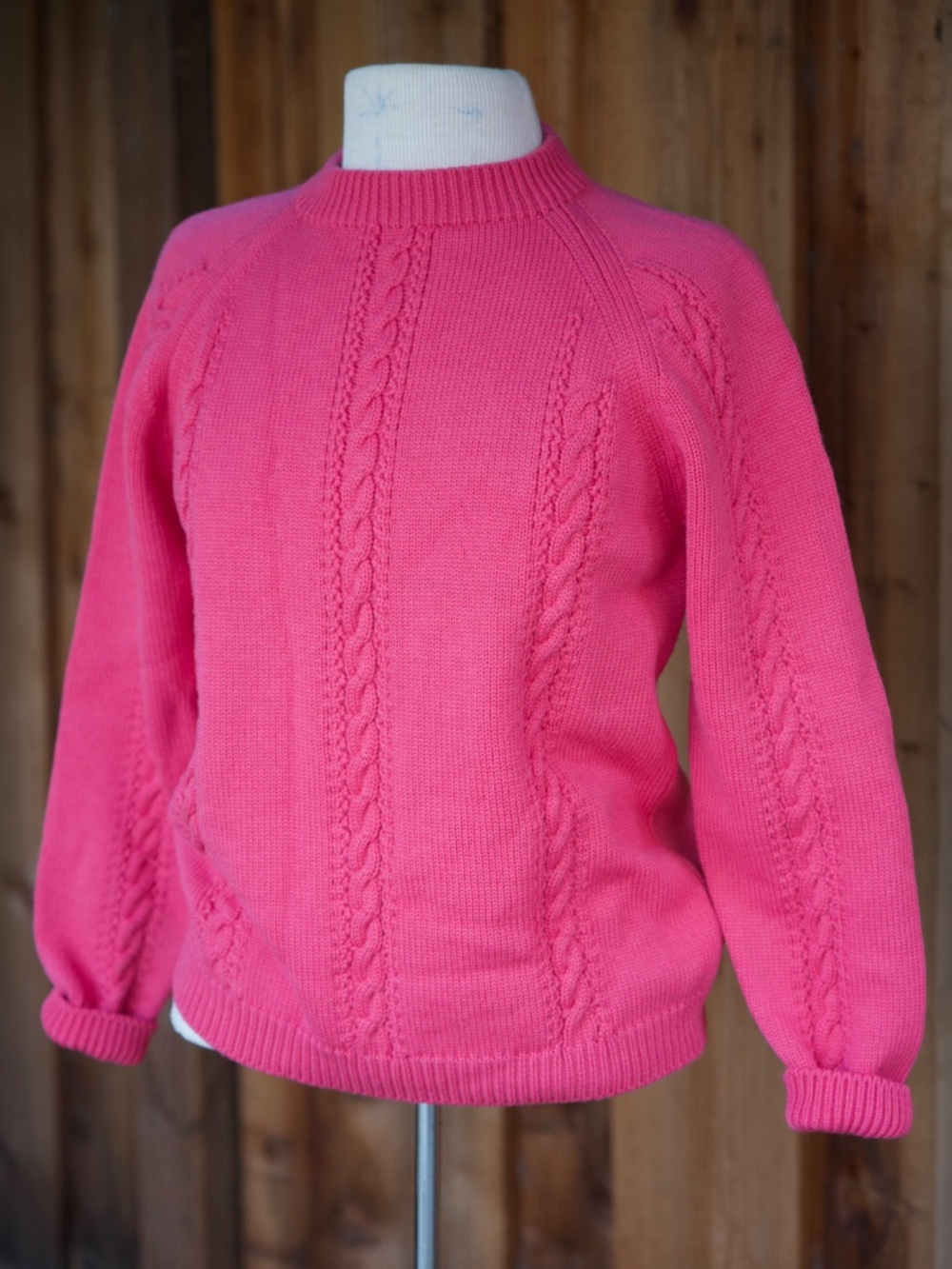 Vintage Cortina 100% Wool Knit Pink Crewneck Sweater Made In Italy Woman's M